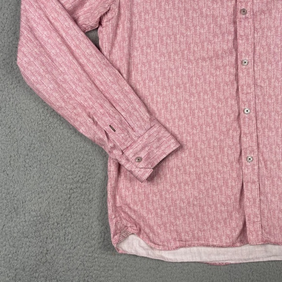 Ted Baker London Mens Button Down Shirt Size 5 43 Chest Pink Geometric - Picture 4 of 16